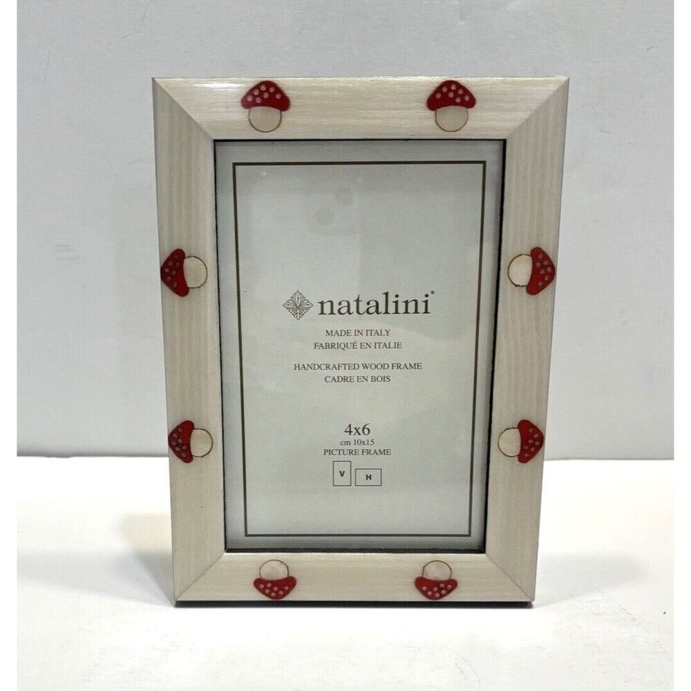 Natalini Made in Italy Picture Photo Frame Mushrooms 4 X 6 Wood Glossy Tan